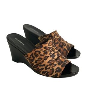 Liz Claiborne Leopard Print Patent Leather Mules